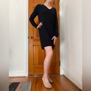 Cozy Black Long-Sleeve Sweater Dress
